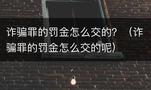 诈骗罪的罚金怎么交的？（诈骗罪的罚金怎么交的呢）