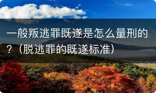 一般叛逃罪既遂是怎么量刑的?（脱逃罪的既遂标准）