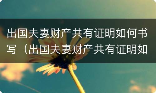 出国夫妻财产共有证明如何书写（出国夫妻财产共有证明如何书写图片）