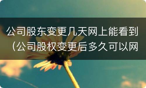 公司股东变更几天网上能看到（公司股权变更后多久可以网上查询）
