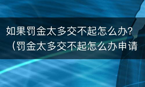 如果罚金太多交不起怎么办？（罚金太多交不起怎么办申请）