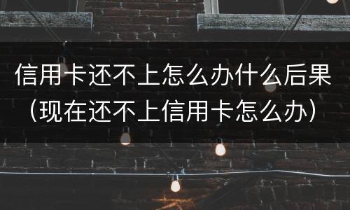 信用卡还不上怎么办什么后果（现在还不上信用卡怎么办）