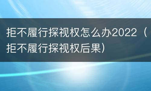 拒不履行探视权怎么办2022（拒不履行探视权后果）