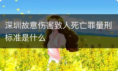 深圳故意伤害致人死亡罪量刑标准是什么