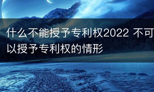 什么不能授予专利权2022 不可以授予专利权的情形