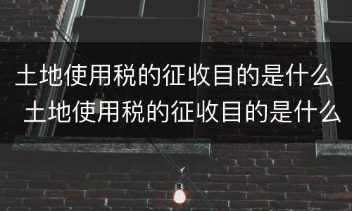 土地使用税的征收目的是什么 土地使用税的征收目的是什么呢