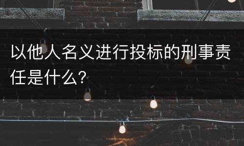 以他人名义进行投标的刑事责任是什么？