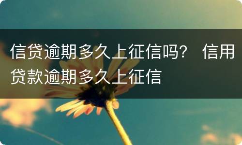 信贷逾期多久上征信吗？ 信用贷款逾期多久上征信