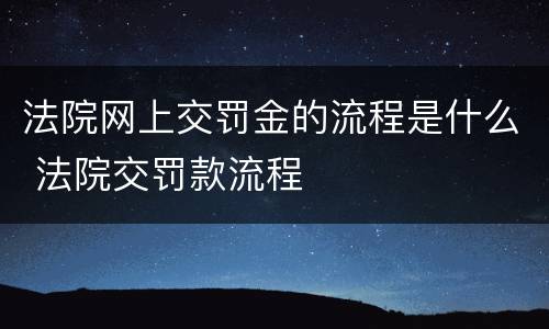 法院网上交罚金的流程是什么 法院交罚款流程