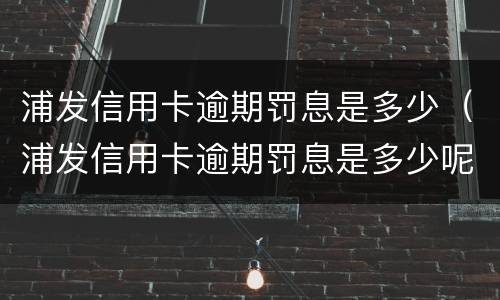 浦发信用卡逾期罚息是多少（浦发信用卡逾期罚息是多少呢）