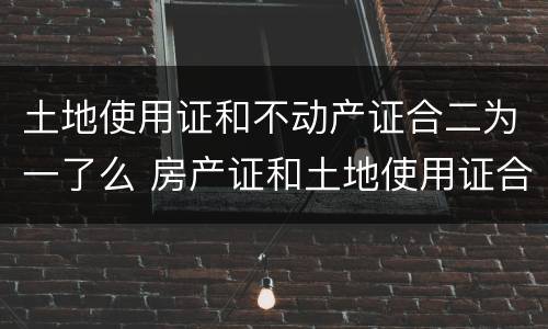 土地使用证和不动产证合二为一了么 房产证和土地使用证合二为一了吗