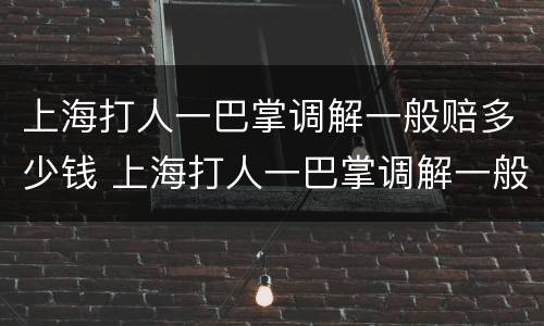 上海打人一巴掌调解一般赔多少钱 上海打人一巴掌调解一般赔多少钱啊