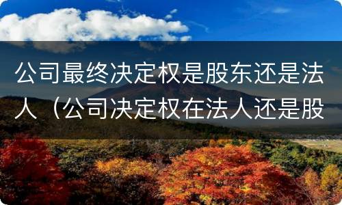 公司最终决定权是股东还是法人（公司决定权在法人还是股东）