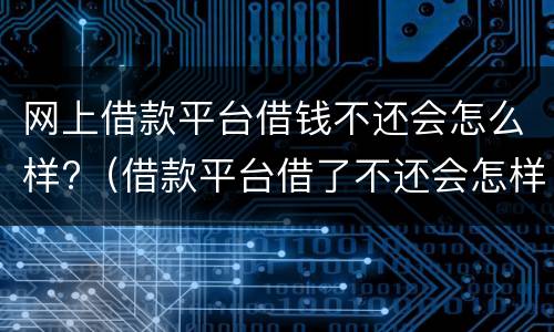网上借款平台借钱不还会怎么样?（借款平台借了不还会怎样）