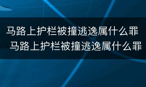 马路上护栏被撞逃逸属什么罪 马路上护栏被撞逃逸属什么罪?