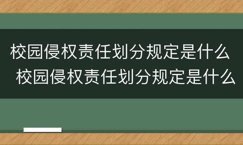 校园侵权责任划分规定是什么 校园侵权责任划分规定是什么时候实施