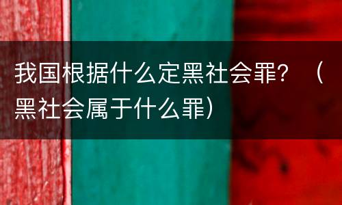 我国根据什么定黑社会罪？（黑社会属于什么罪）