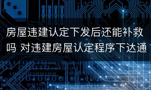 房屋违建认定下发后还能补救吗 对违建房屋认定程序下达通告