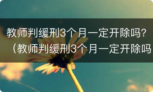 教师判缓刑3个月一定开除吗？（教师判缓刑3个月一定开除吗对吗）