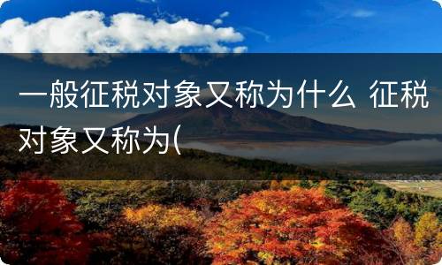一般征税对象又称为什么 征税对象又称为(