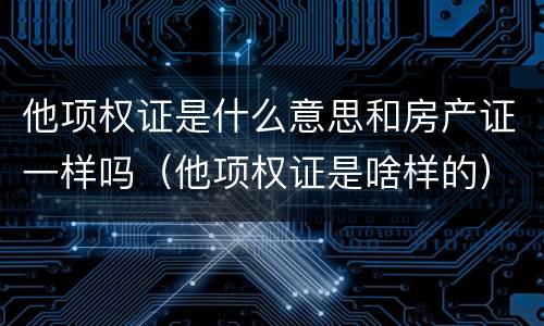 他项权证是什么意思和房产证一样吗（他项权证是啥样的）