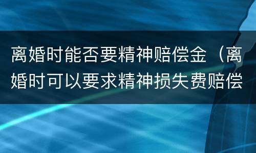 离婚时能否要精神赔偿金（离婚时可以要求精神损失费赔偿吗）