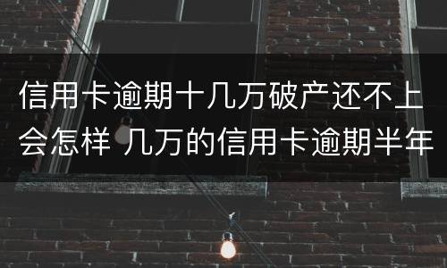 信用卡逾期十几万破产还不上会怎样 几万的信用卡逾期半年会坐牢吗?