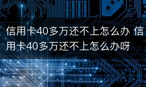 信用卡40多万还不上怎么办 信用卡40多万还不上怎么办呀