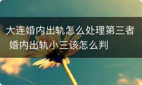 大连婚内出轨怎么处理第三者 婚内出轨小三该怎么判