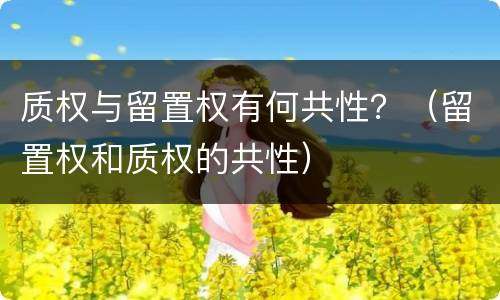 质权与留置权有何共性？（留置权和质权的共性）