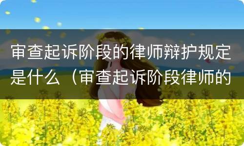 审查起诉阶段的律师辩护规定是什么（审查起诉阶段律师的辩护方案）