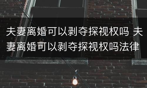 夫妻离婚可以剥夺探视权吗 夫妻离婚可以剥夺探视权吗法律