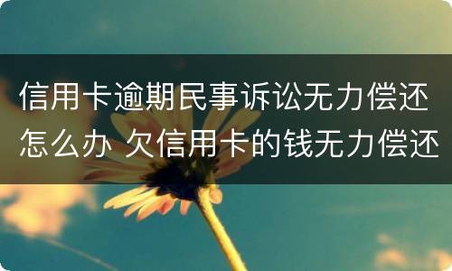 信用卡逾期民事诉讼无力偿还怎么办 欠信用卡的钱无力偿还被起诉怎么办