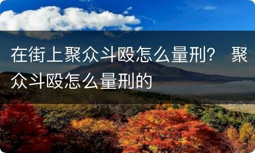 在街上聚众斗殴怎么量刑？ 聚众斗殴怎么量刑的