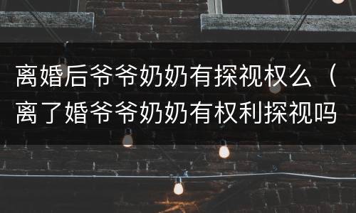 离婚后爷爷奶奶有探视权么（离了婚爷爷奶奶有权利探视吗）