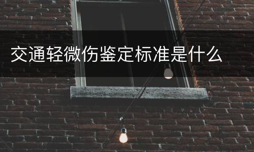 交通轻微伤鉴定标准是什么