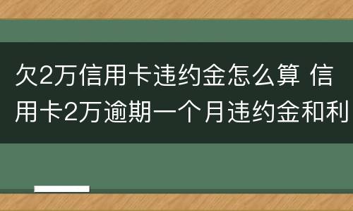 欠2万信用卡违约金怎么算 信用卡2万逾期一个月违约金和利息是多少?