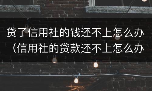 贷了信用社的钱还不上怎么办（信用社的贷款还不上怎么办）