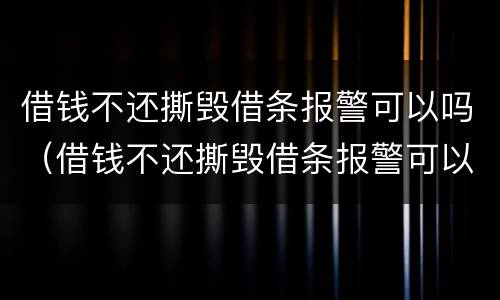 借钱不还撕毁借条报警可以吗（借钱不还撕毁借条报警可以吗怎么处理）