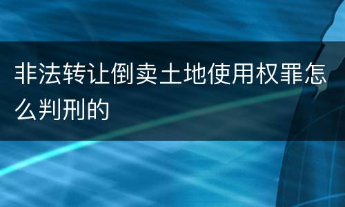 非法转让倒卖土地使用权罪怎么判刑的