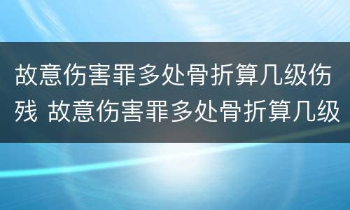 故意伤害罪多处骨折算几级伤残 故意伤害罪多处骨折算几级伤残标准