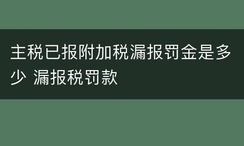 主税已报附加税漏报罚金是多少 漏报税罚款