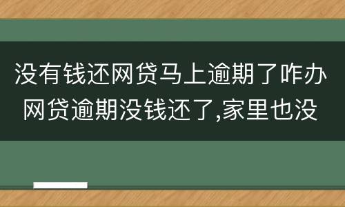 没有钱还网贷马上逾期了咋办 网贷逾期没钱还了,家里也没钱了怎么办