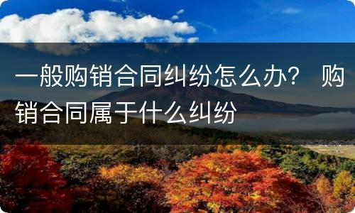 一般购销合同纠纷怎么办？ 购销合同属于什么纠纷