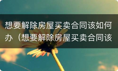 想要解除房屋买卖合同该如何办（想要解除房屋买卖合同该如何办理手续）