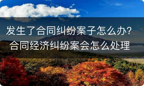 发生了合同纠纷案子怎么办？ 合同经济纠纷案会怎么处理