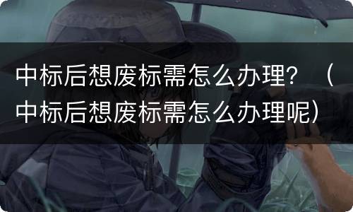 中标后想废标需怎么办理？（中标后想废标需怎么办理呢）