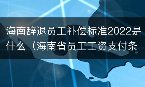 海南辞退员工补偿标准2022是什么（海南省员工工资支付条例）