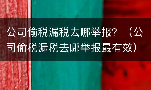 公司偷税漏税去哪举报？（公司偷税漏税去哪举报最有效）
