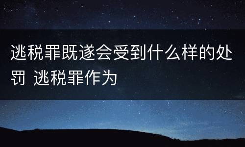 逃税罪既遂会受到什么样的处罚 逃税罪作为